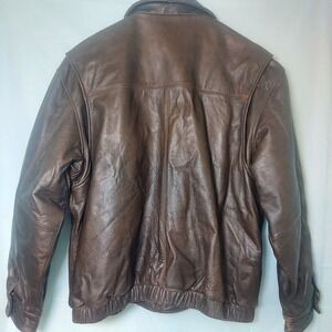 ST JOHNSBAY Mens Brown Leather Bomber Jacket XL G Classic Style distressed‎